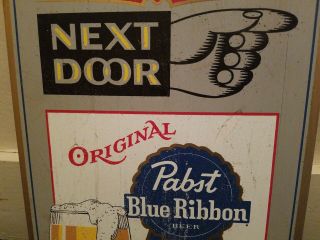 Pabst Blue Ribbon Beer Vintage Wooden Sign Lunch Next Door 11”x 24” Wood 3