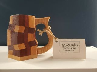 Don Lewis Designs Wooden Crooked Tankard,  One Of A Kind,  5 Different Woods