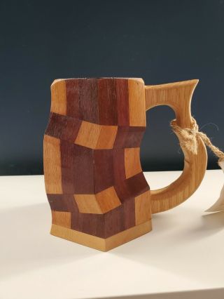 Don Lewis Designs Wooden Crooked Tankard,  One of a Kind,  5 different woods 2