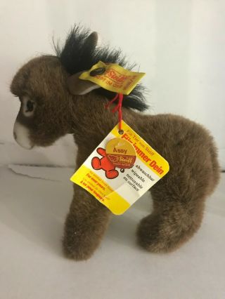 Vintage Steiff With Button In Ear,  Tags,  Donkey Assy 1510/14 Mohair Plush 1966