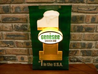 Vintage Lighted Genesee Cream Ale Bar Beer Sign " 1 In The Usa " Cond.