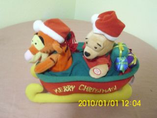 Disney Tigger & Pooh Animated Christmas Sleigh Plush Musical