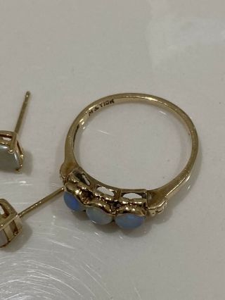 Vintage 14k Gold Opal Earrings With Matching Ring 2