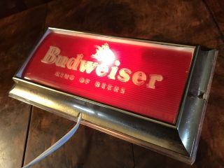 Vintage 1950s Budweiser Beer Lighted Sign Light Anheuser Busch Bar Mancave 11”