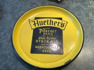 Vintage Huethers Porcelain Enamel Beer Tray From Kitchener Ontario Canada 2