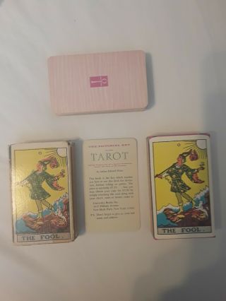 Vintage 1960s University Books Rider Waite Tarot Cards Deck Pink Ankh Backs 1