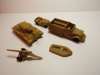 Marx Vintage Desert Fox/desert Patrol Playset Of American Yellow Tan Vehicles B