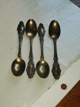 Set Of 4 Antique Gorham Sterling Silver Virginiana Demitasse Spoons
