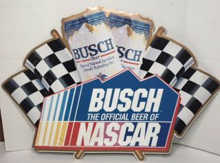 Busch Nascar Metal Sign/34 " X 23 " /1993/checkered Flags/official Beer Of Nascar