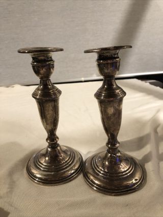 Vintage Empire 615 Sterling Silver Candlesticks Weighted 6 - 1/2” Candle Holders