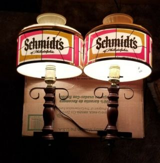 (2) Vintage Rare Schmidt ' s of Philadelphia Hanging Beer Lights / Wall Sconces 2