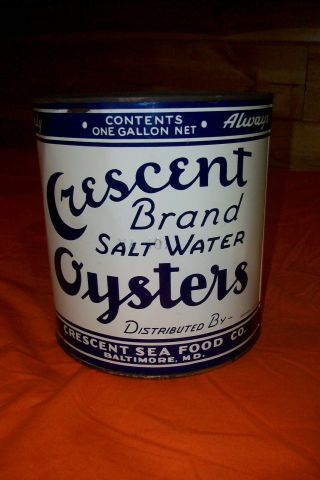 Vintage Crescent Brand Salt Water Oyster Can