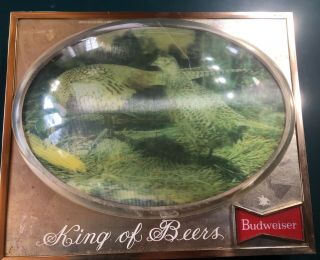 Vintage Budweiser King Of Beer Lighted Bubble Sign Pheasants Bar Advertising