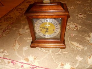 Vintage Howard Miller 340 020 Mantel Clock Key Westminster Chime,  2 Jewels Runs