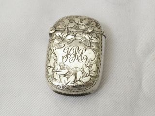 Good Solid Sterling Silver Vesta Case - Birmingham 1894 J.  R.  C.  Mono