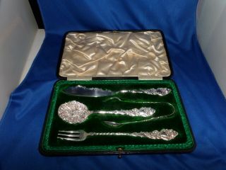 Lovely Victorian Cased Fruit Set C.  1880 Potosi Silver Company Silver Plate