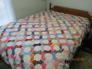 Vintage Gorgeous All Hand Sewn Quilt Top Only 88 " X 80 "