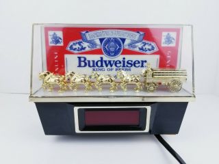 Vintage 1984 Budweiser Clydesdales Light Up Digital Clock Beer Sign