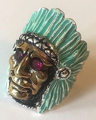 1930s 1940s 50s 60s Mexican Biker Native American Indian Ring Vintage Rockabilly