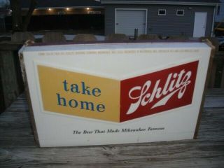 1950s Vintage Schlitz Beer Lighted Bar Tavern Sign " Take Home Schlitz "
