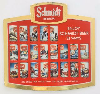 Schmidt Beer Scenic Can Store Display Embossed Bar Sign
