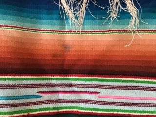 Mexican Serape Saltillo weaving wool textile vintage 2