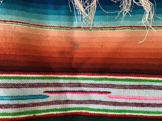 Mexican Serape Saltillo weaving wool textile vintage 3