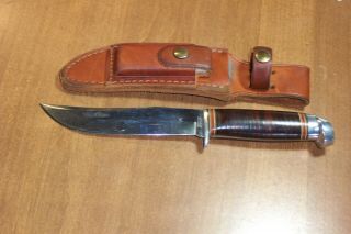 Vintage Western Field Usa Patent Fixed Blade Hunting Knife With Sharpening St