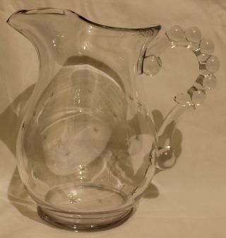 Vintage Elegant Imperial Candlewick Etched Stars 10 Cup Pitcher 9 " Ice Lip