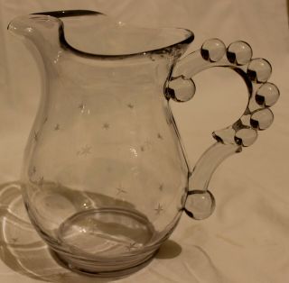 VINTAGE ELEGANT IMPERIAL CANDLEWICK ETCHED STARS 10 CUP PITCHER 9 