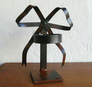 Vintage Jan Barboglio Hand Forged Iron Ribbon Bow Candle Holder Retired Design