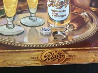1951 vintage Blatz Beer easel back sign Cardboard picture 2