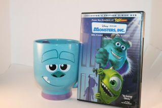 Disney Pixar Monsters Inc Dvd & Sully Coffee Mug Combo Bundle