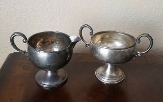 Antique Hamilton Sterling Creamer And Sugar Bowl Weighted