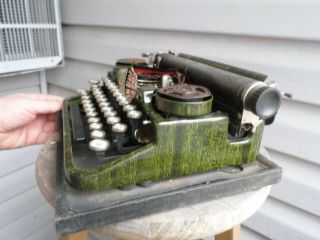Vintage 1920s Glass Keytops Wood Grain Paint Underwood Typewriter W/ Case
