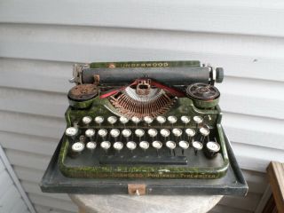 Vintage 1920s Glass Keytops Wood Grain Paint Underwood Typewriter W/ Case 2