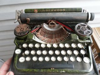 Vintage 1920s Glass Keytops Wood Grain Paint Underwood Typewriter W/ Case 3