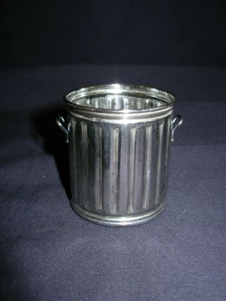 Vintage Sterling Silver Mini Trash Can Toothpick Match Holder 27 Grams