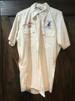 Rare Vintage 1970’s Unitog Schlitz Malt Liquor Bull Uniform Shirt 15 - 15 1/2 Medi