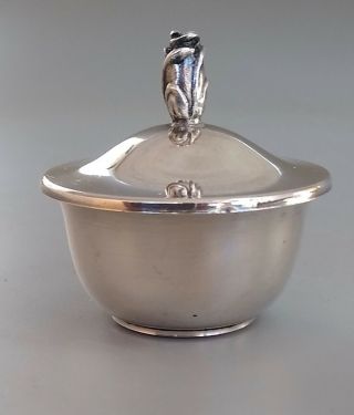 Vintage Tiffany Sterling Silver Saccharin Bowl Rose Bud Finial Covered Jar Box