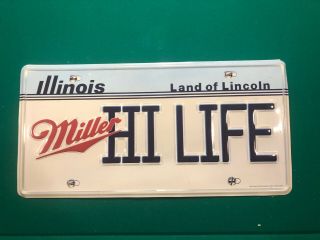 Vintage Miller High Life Beer Illinois Large 23 " X11.  5 " License Plate Sign