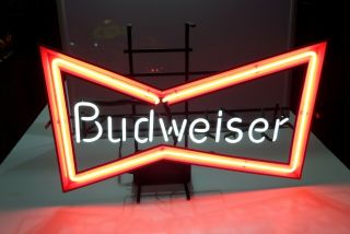 Budweiser Beer Bow Tie Neon Bar