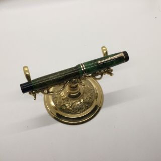 Vintage Parker Duofold Jr Fountain Pen In Green Jade Marble