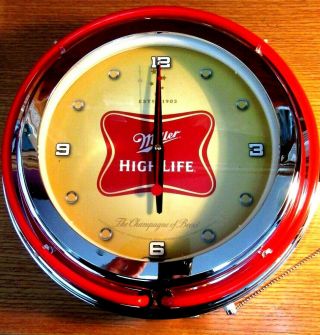 Miller High Life Neon 14 " Wall Clock - In