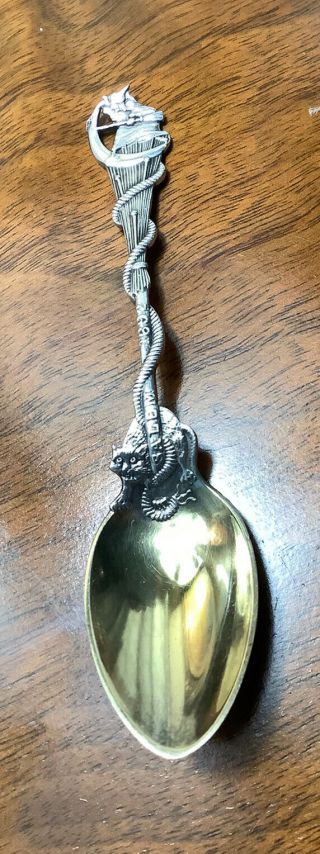 Gorham Daniel Low Sterling Silver Salem Witch & Cat Souvenir Spoon