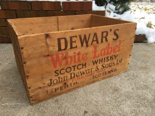 Vintage Wooden Dewar’s White Label Scotch Whisky Box Milwaukee Wisconsin Crate