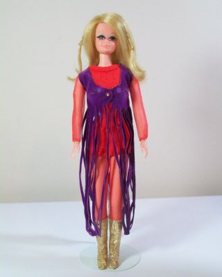 Vintage Live Action Pj Barbie Doll 1971 W/ Outfit & Beaded Hair Ties
