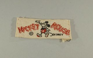 1936 Walt Disney Mickey Mouse Cloth Logo Patch / Tag 1 1/2 " Wide