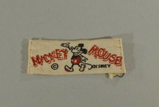 1936 WALT DISNEY MICKEY MOUSE CLOTH LOGO PATCH / TAG 1 1/2 