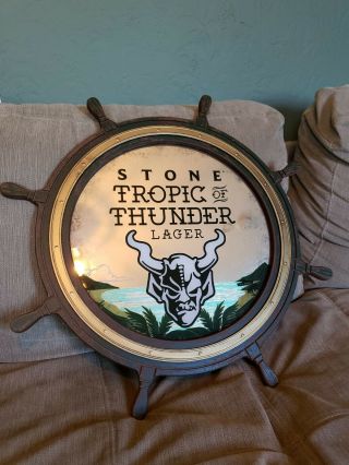 Stone Tropic Of Thunder Captains Wheel Round Mirror Bar Man Cave - 24 " Round -